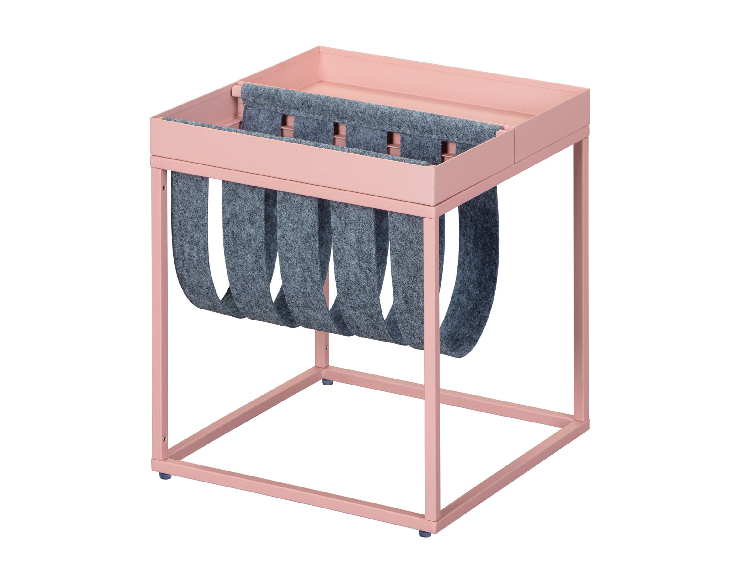 COUCHTISCH mit Magazinhalter grau und rosa - Grau, Holzwerkstoff (35/35/40cm) - ebuy24