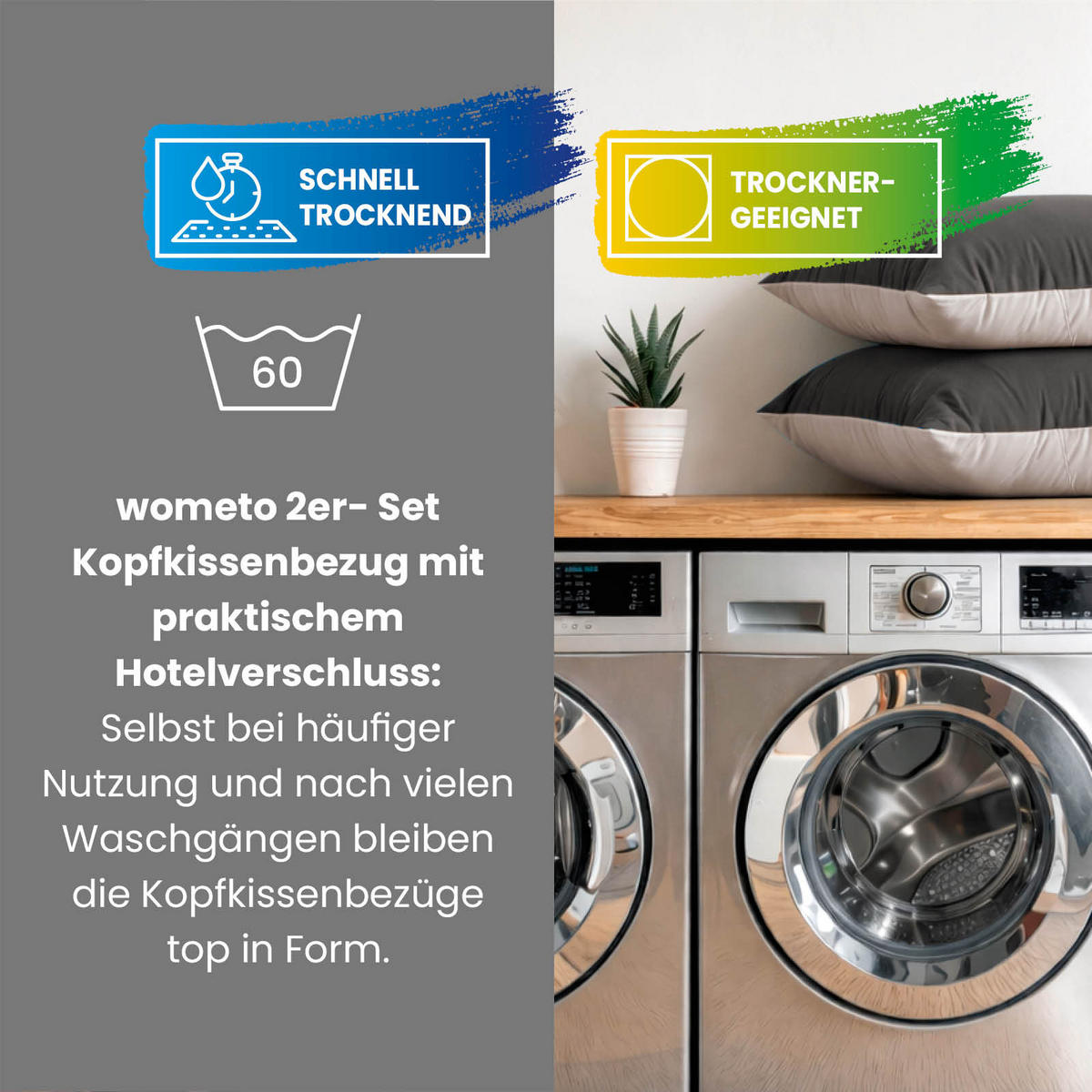 GANZJAHR Kissenhüllen Bi-Color grau 80x80 - Grau, Textil (80/80cm) - wometo