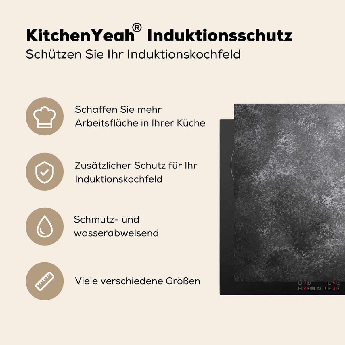 HERDABDECKPLATTE Pfeffer - Kräuter - Gewürze - Beton 78x52 cm - Rot, Kunststoff (78/0.2/52cm) - MuchoWow