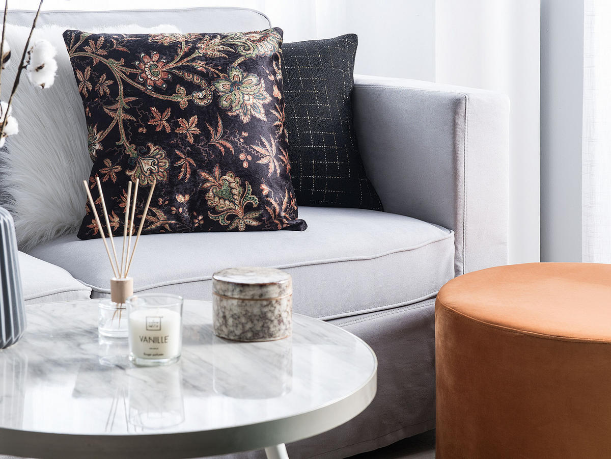 DEKOKISSEN 2er-Set Dunkelbraun 45/45 cm Karur - Dunkelbraun, Naturmaterialien/Textil (45/45cm) - Beliani