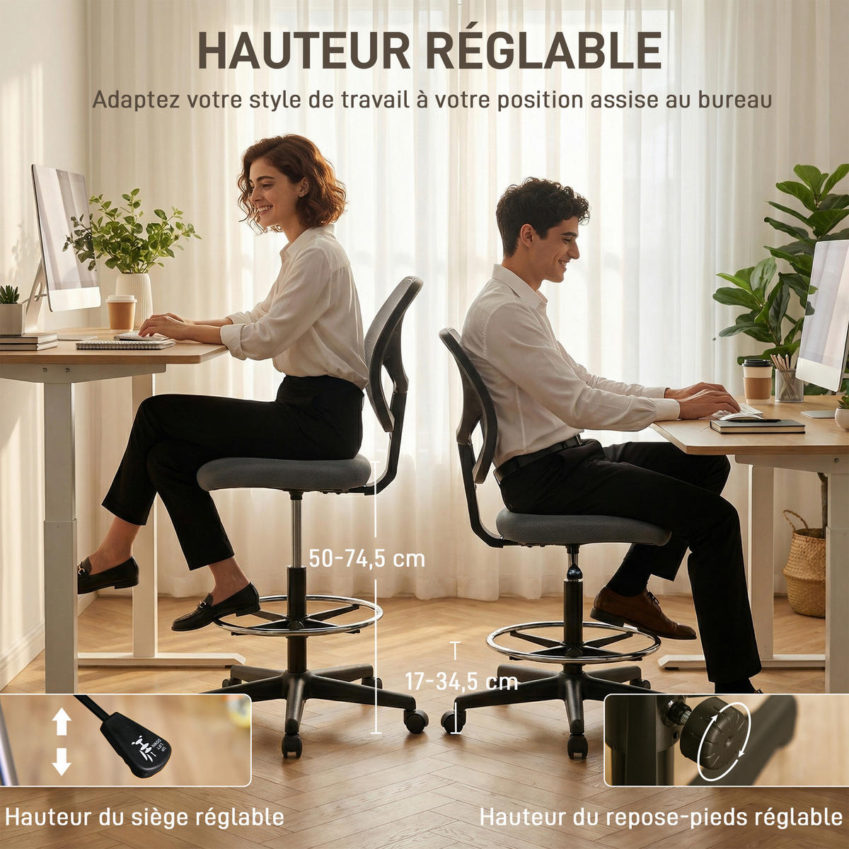 BÜROSTUHL Dunkelgrau, Höhenverstellbar, 59/61/93-113 cm - Dunkelgrau, Metall (61/113/59cm) - PANGIVO