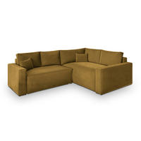 ECKSOFA ERONIS R-S Gelb Velours-Stoff mit Schlaffunktion - Gelb, Holz (265/194cm) - MASSENO