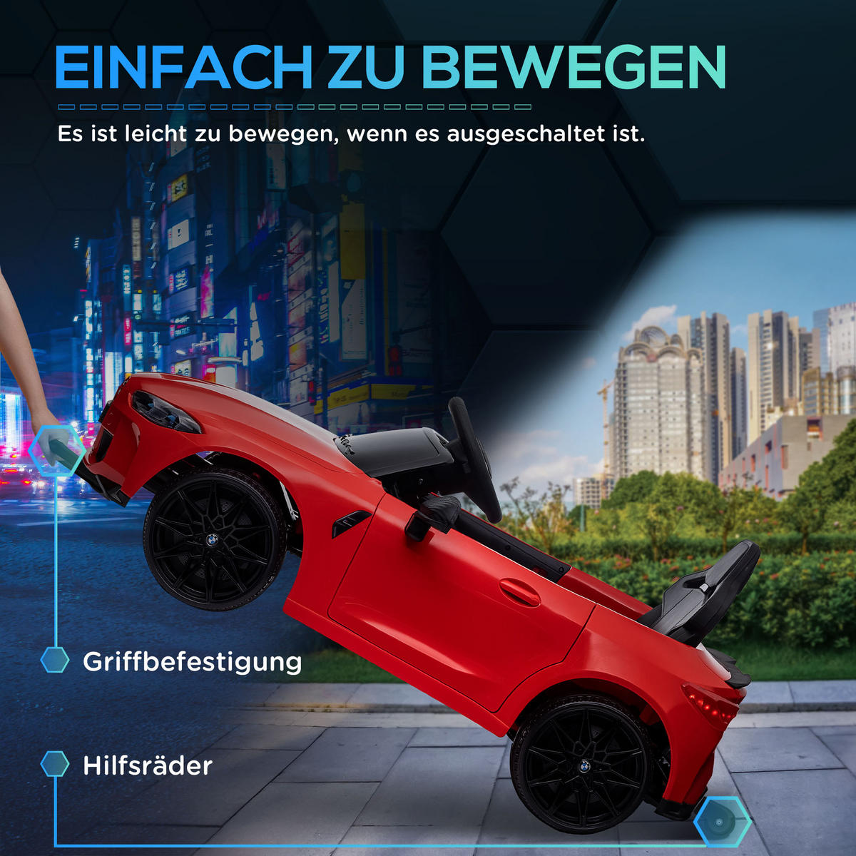 KINDER Elektroauto, Sound & Licht, für 3-5 Jahre, Rot - Rot, Kunststoff/Metall (108/69.5/51cm) - AIYAPLAY