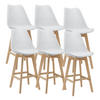 BARSTUHL Lublin 6er-Set - Weiß, Leder (48/105/58cm) - [en.casa]