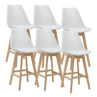 BARSTUHL Lublin 6er-Set - Weiß, Leder (48/105/58cm) - [en.casa]