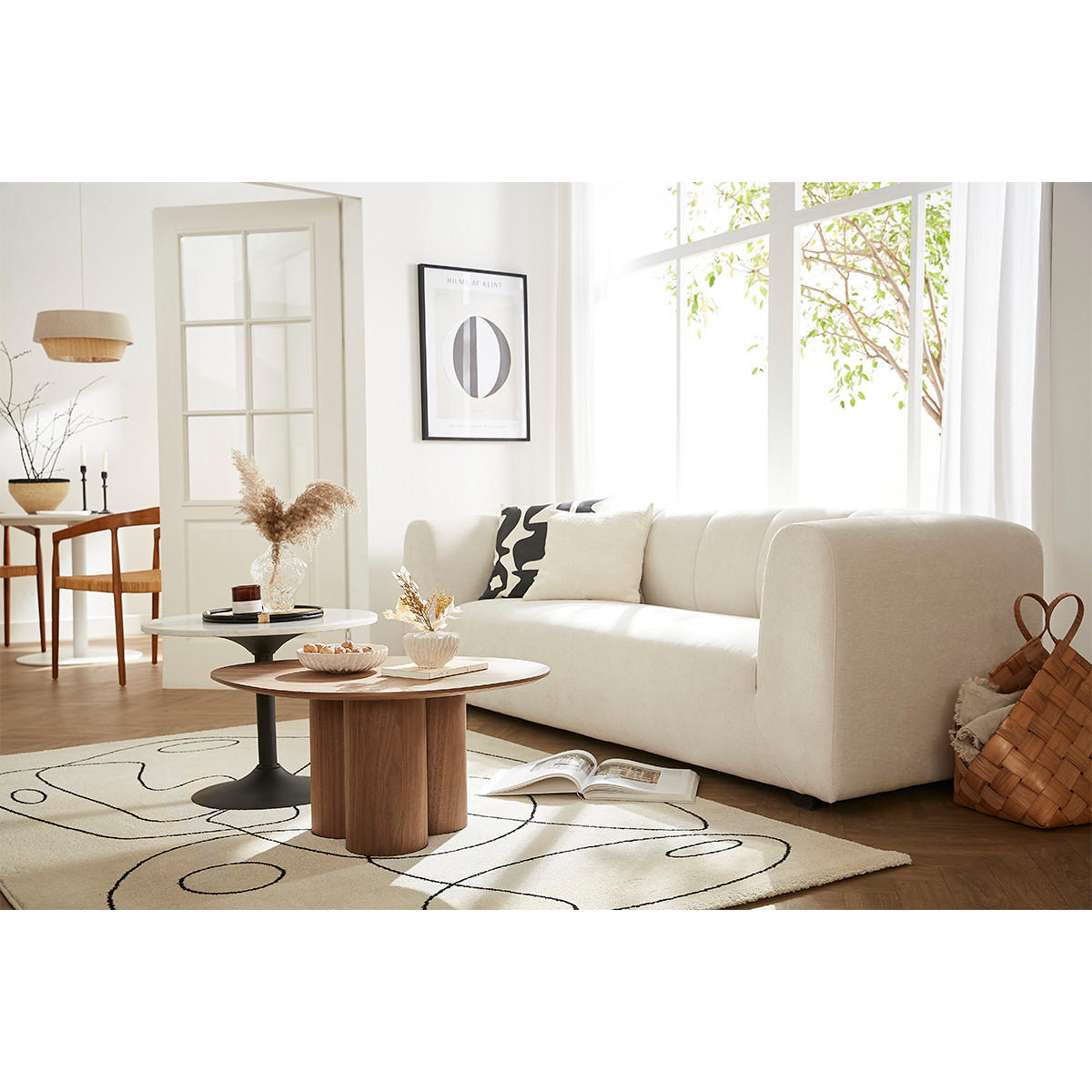 SOFA Hellbeiger Stoff 4-Sitzer OLIVEIRO - Beige, Textil (86/71.5/227cm) - Miliboo