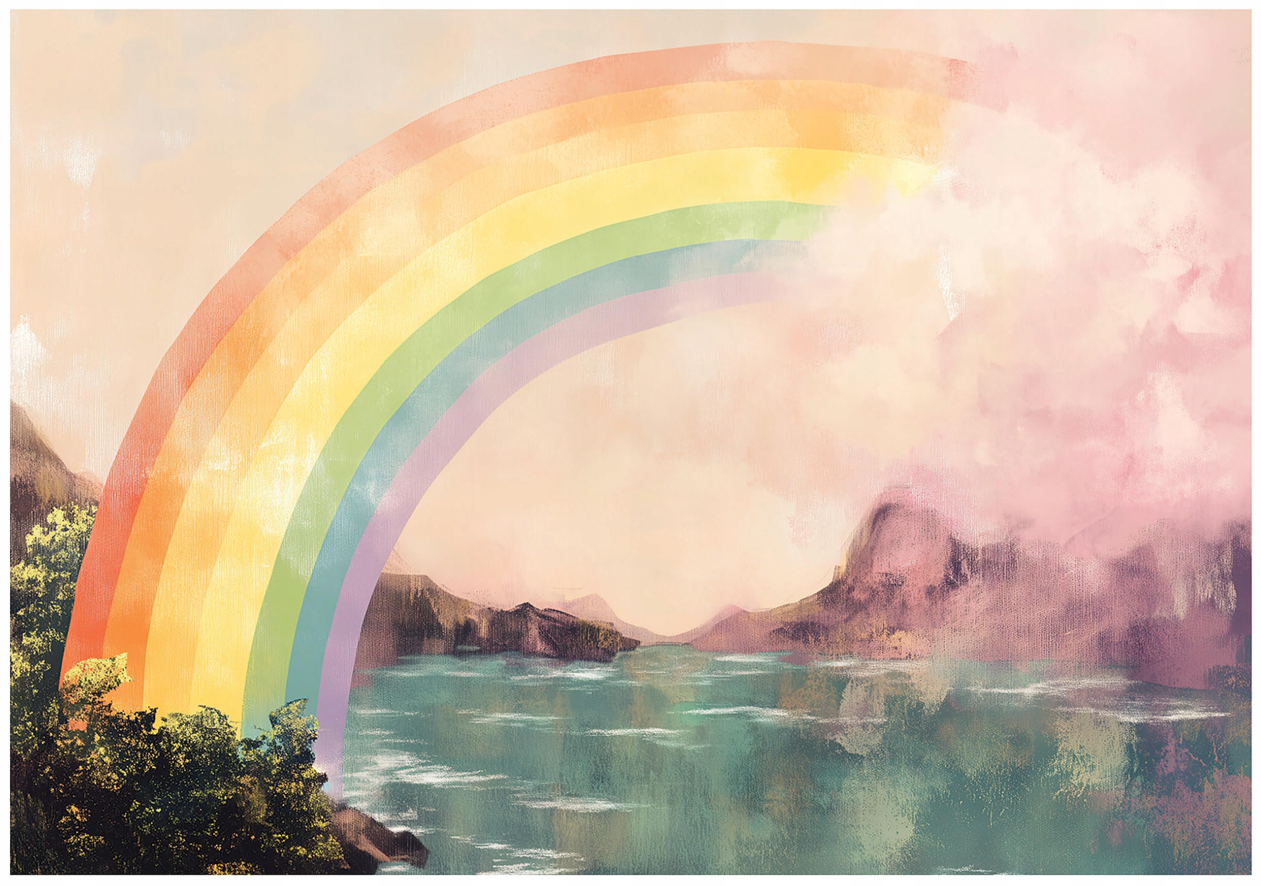 FOTOTAPETE Kinderzimmer Mädchen Regenbogen Vlies Tapete 300x210 - Multicolor, Papier (300/210cm) - Wallarena