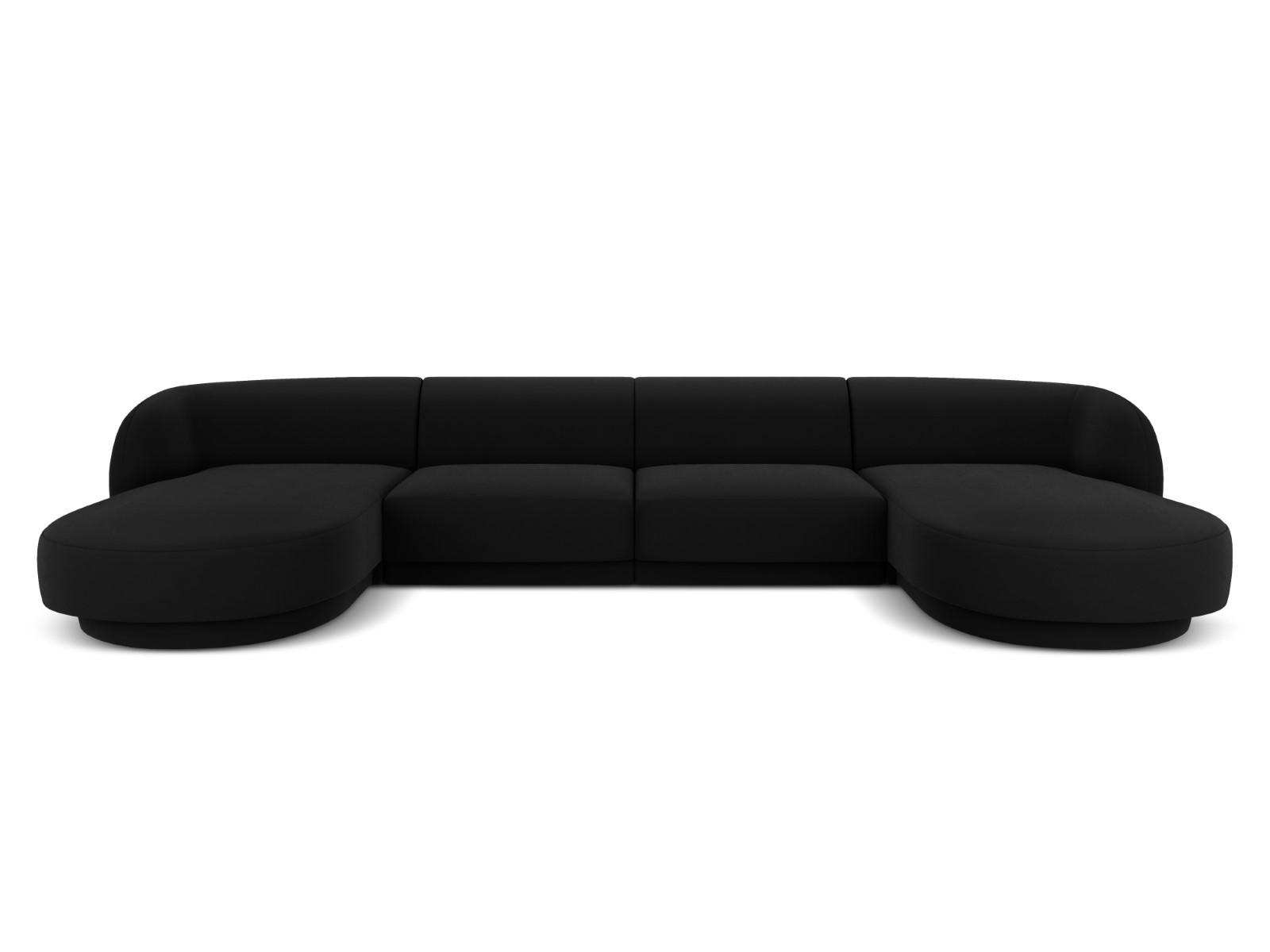 PANORAMASOFA Miley aus Samt schwarz 5 Sitzplätze - Schwarz, Textil (156/70/330cm) - Micadoni