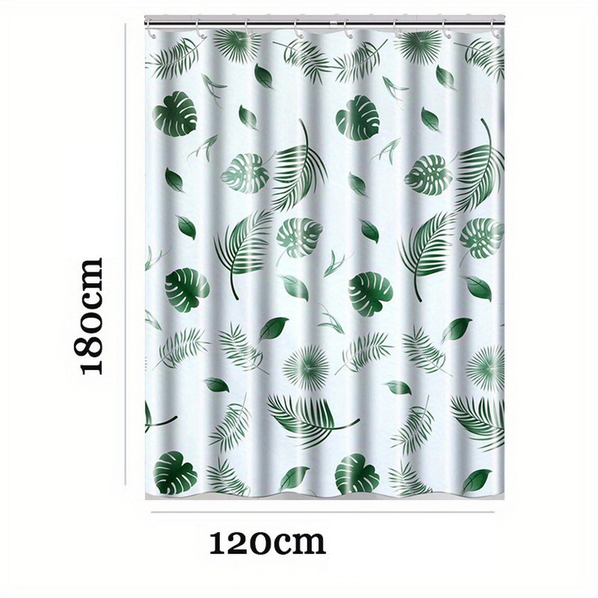 DUSCHVORHANG Grün 120 x 180 cm Pflanzen ohne Bohren mit Haken Badezimmer - Multicolor, Kunststoff (120/180cm) - MCBOSON