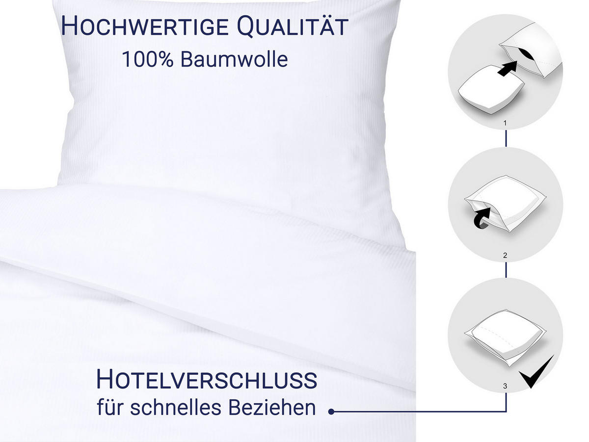 BETTWÄSCHE, 80x80 + 140x200 cm, 100% Baumwolle, Weiß - Weiß, Textil (140/200cm) - Zollner