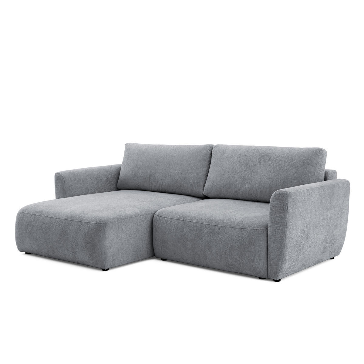 ECKSOFA BELLA L Links mit Schlaffunktion 140x205 Velours Grau - Schwarz/Grau, Holz/Kunststoff (230/165cm) - Muffo