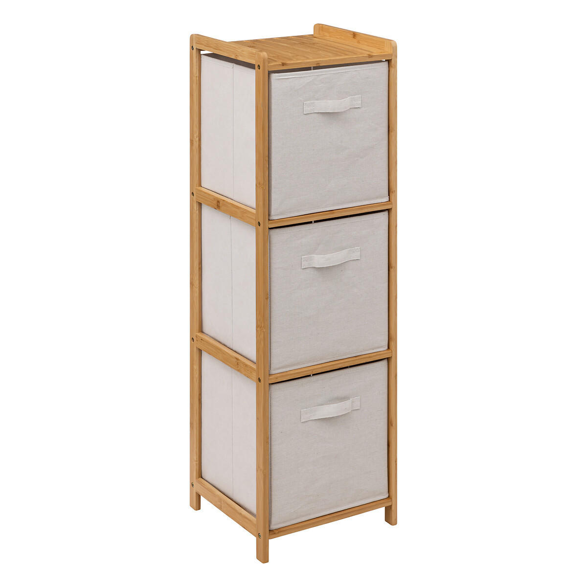 BAMBUSREGAL mit 3 Stoffkörben Tidy 35/33/109,5 cm - Beige, Naturmaterialien (33/109.5/35cm) - 5five Simply Smart