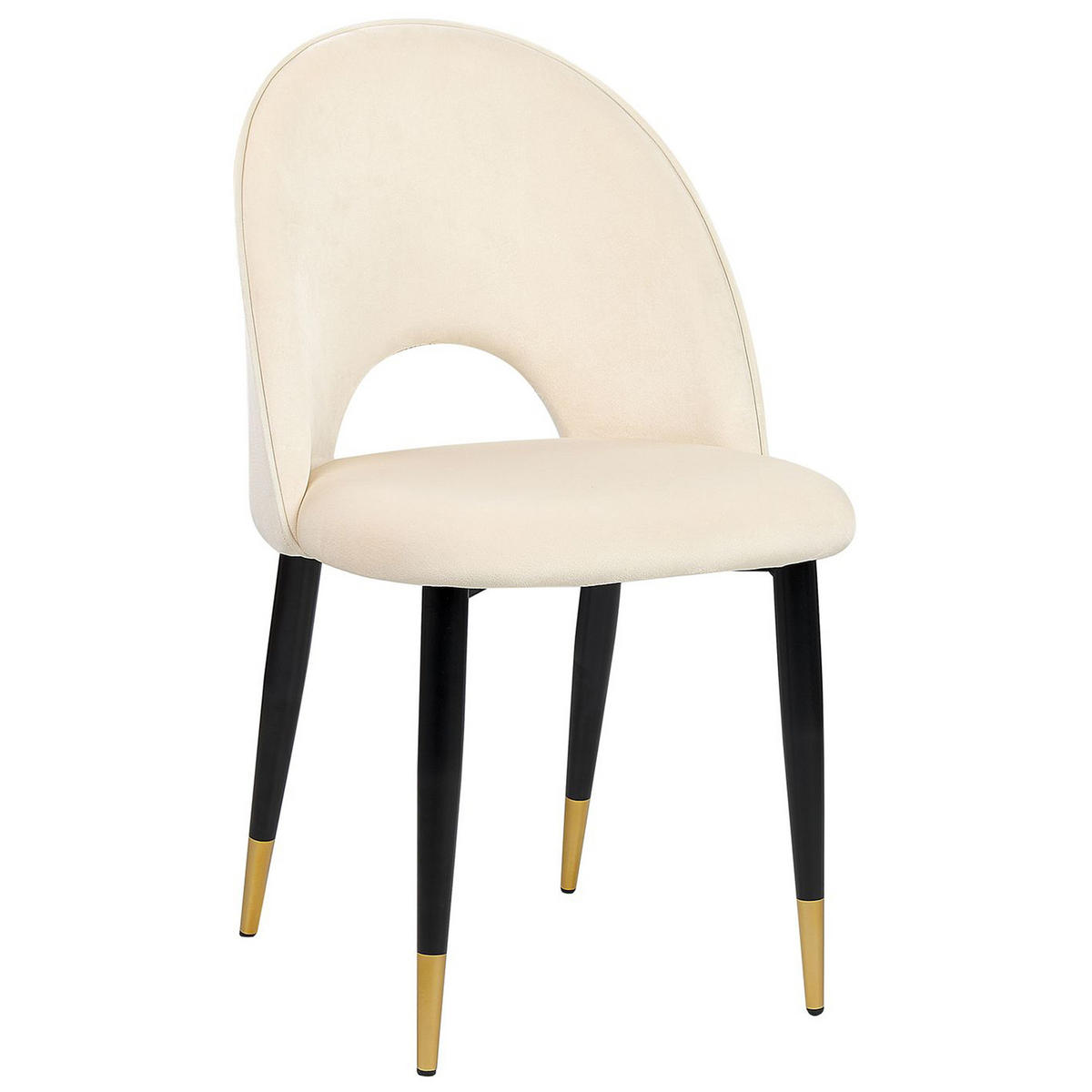 ESSZIMMERSTUHL 2er-Set Samtstoff Beige Magalia - Beige, Textil/Metall (47/84/45cm) - Beliani