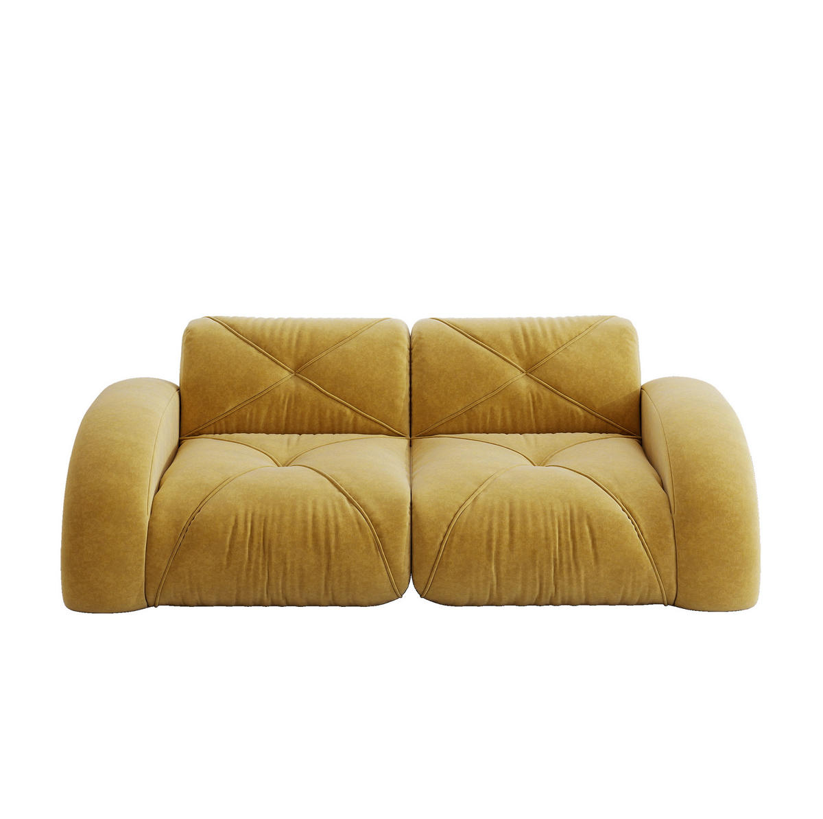 2-SITZER-MODULSOFA aus Chenille Gelb rahmenlos, 2-Sitzer, mit 32D-Schaumstoff und flexiblem Modulsystem - Gelb, Textil (204/76/95cm) - Modfu