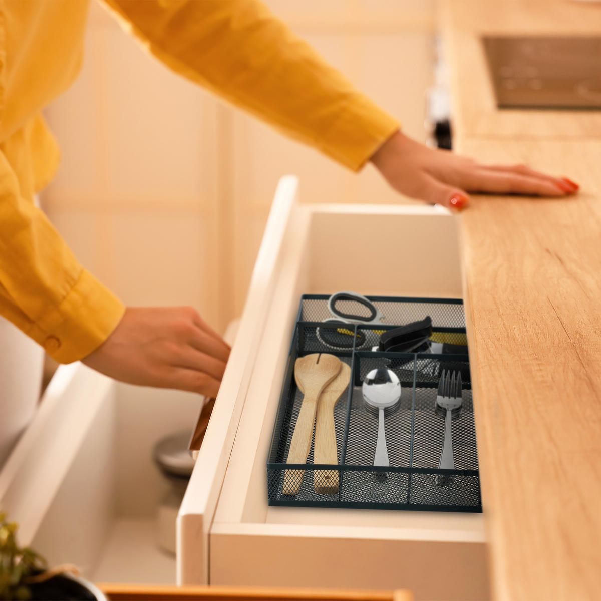 BESTECKKASTEN - Anthrazit, Metall (28.5/5/40.5cm) - Relaxdays