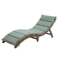 GARTENLIEGE - Akazie massiv / Webstoff - Salbeigrün, Holz/Textil (54/55/168cm) - home24