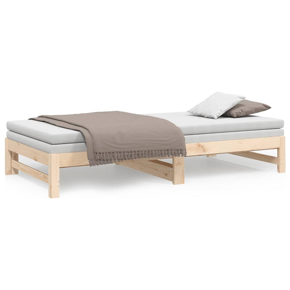 TAGESBETT Ausziehbar 80/200 Cm Massivholz Kiefer - Braun, Textil (80/200cm) - vidaXL