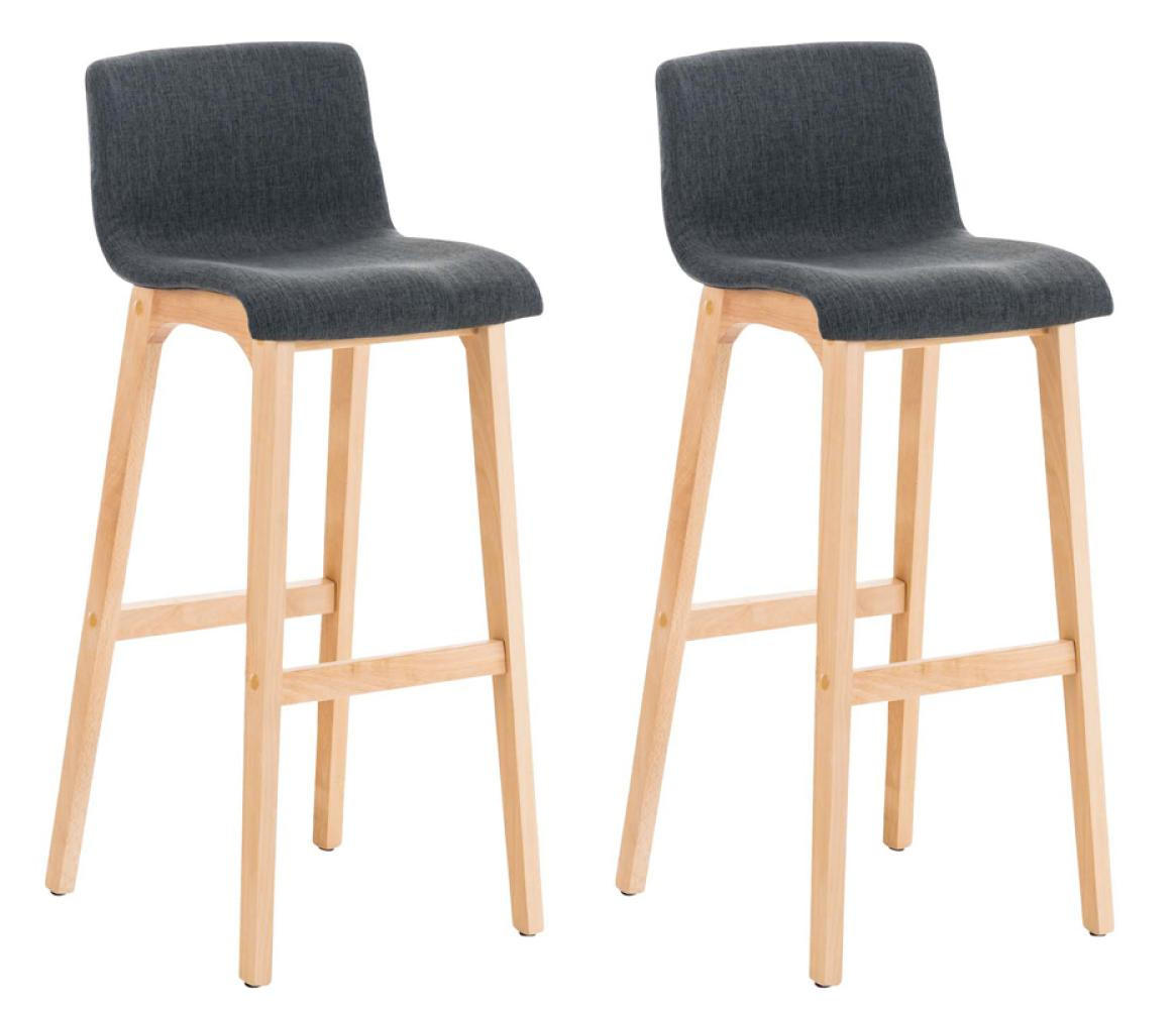 BARHOCKER 2er Set Stoff dunkelgrau - Eukalyptusholzfarben/Dunkelgrau, Holz/Textil (41/101/46cm) - CLP
