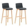 BARHOCKER 2er Set Stoff dunkelgrau - Eukalyptusholzfarben/Dunkelgrau, Holz/Textil (41/101/46cm) - CLP