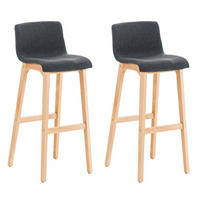 BARHOCKER 2er Set Stoff dunkelgrau - Eukalyptusholzfarben/Dunkelgrau, Holz/Textil (41/101/46cm) - CLP