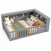 BETT 140/190 mit Stauraum, Steckdose und USB in Grau - Grau, Holzwerkstoff (140/190cm) - EVRYAE