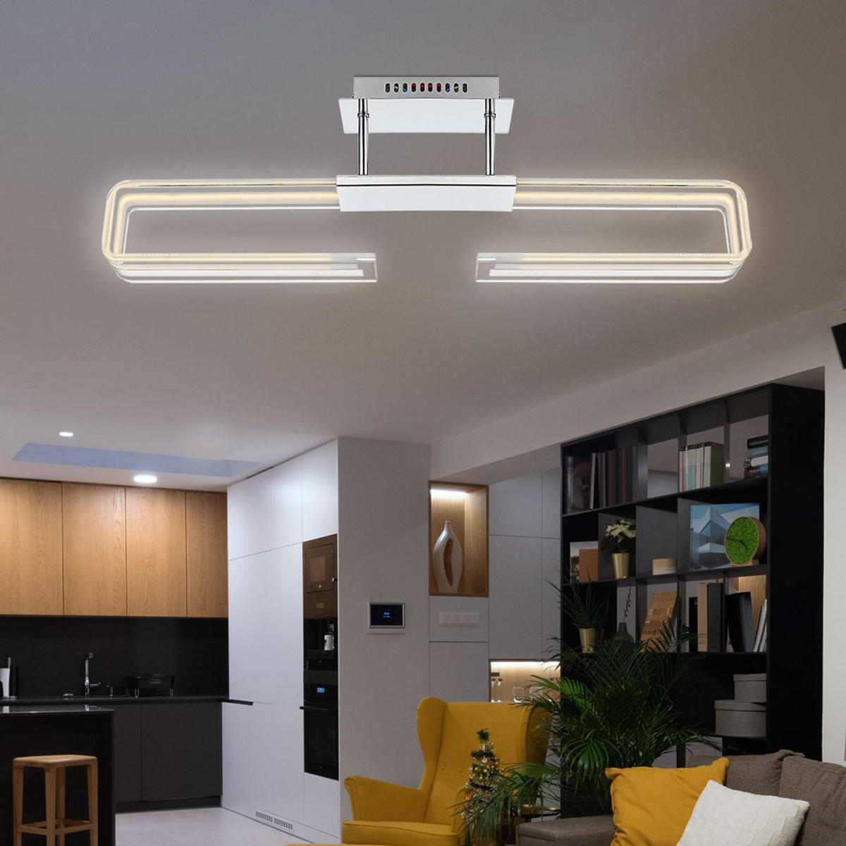 LED DECKENLEUCHTE Sardegna Chrom Silber - Silberfarben, Glas (71/6/23cm) - Globo Lighting