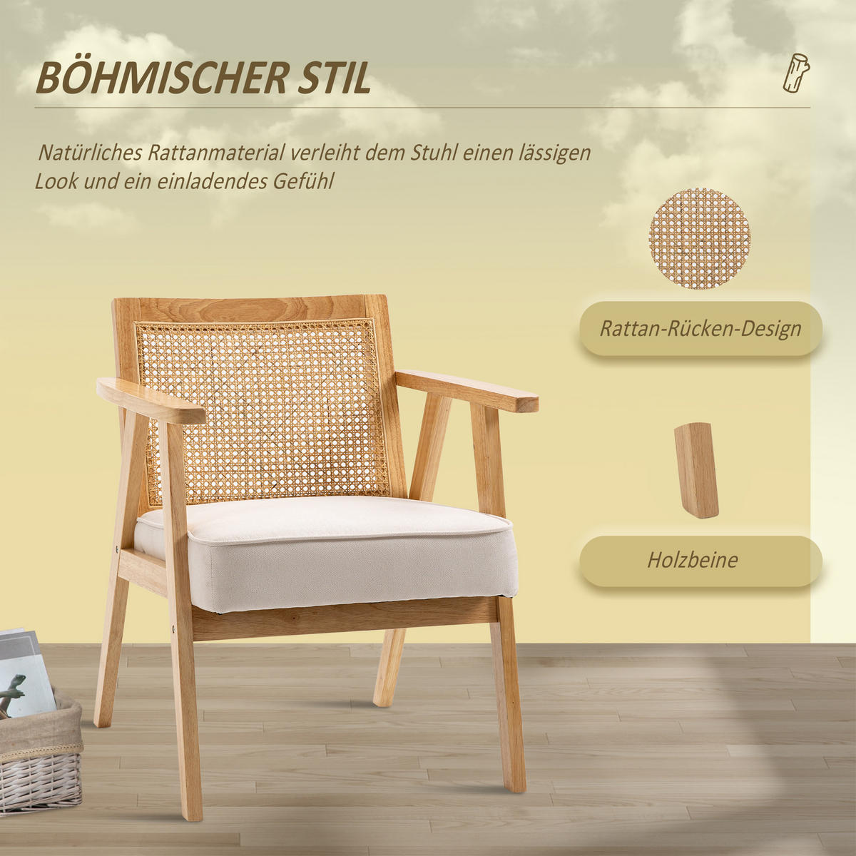 ARMLEHNSTUHL Creme 69.0/63.0/78.0 cm - Creme, Textil (63/78/69cm)
