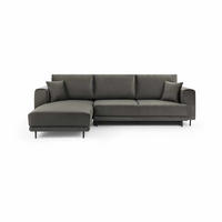 ECKSOFA mit Schlaffunktion und Bettkasten, Loco-Stoff - Schwarz/Grau, Textil/Metall (289/190cm) - Eltap