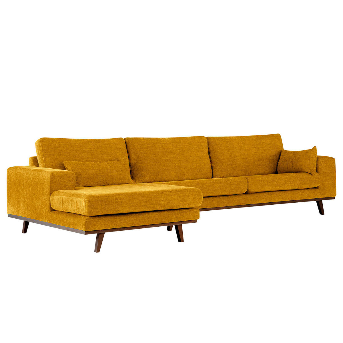 ECKSOFA mit Longchair - Gelb/Buchefarben, Buchenholz/Textil (281/153cm) - home24