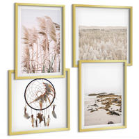 BILDER SET 4er Set - 50x50 cm & 40x60 cm Goldrahmen - Wiesen, Strand, Boho-Stil - Goldfarben, Kunststoff (50/50cm) - TULUP