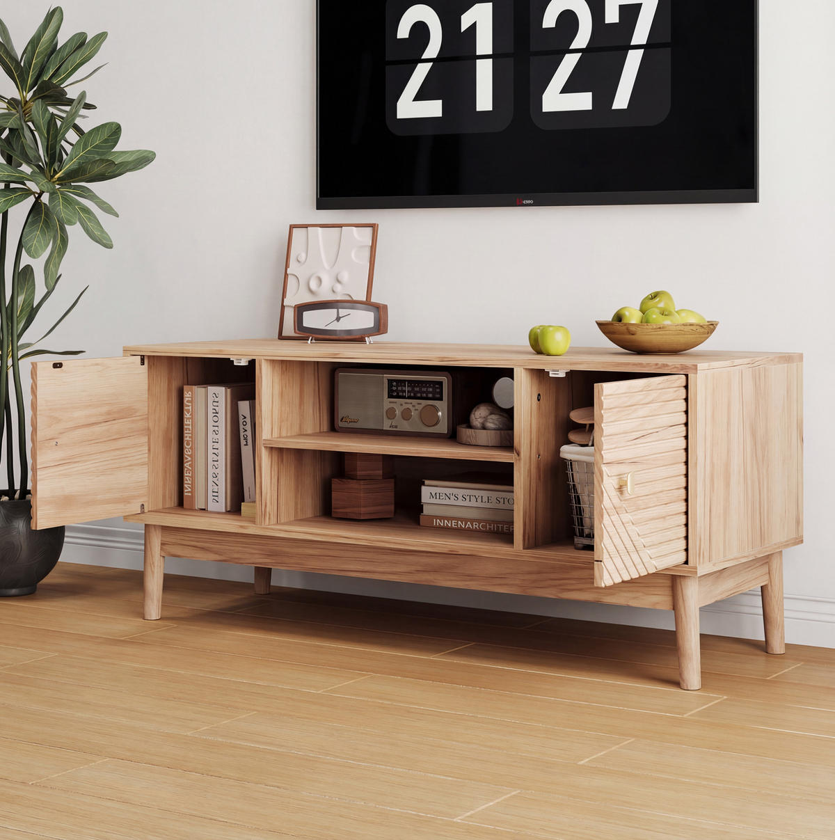 TV-ELEMENT mit Stauraum 110 x 40 x 48 cm MDF Oak - Braun, Holzwerkstoff (40/48/110cm) - Beauniv