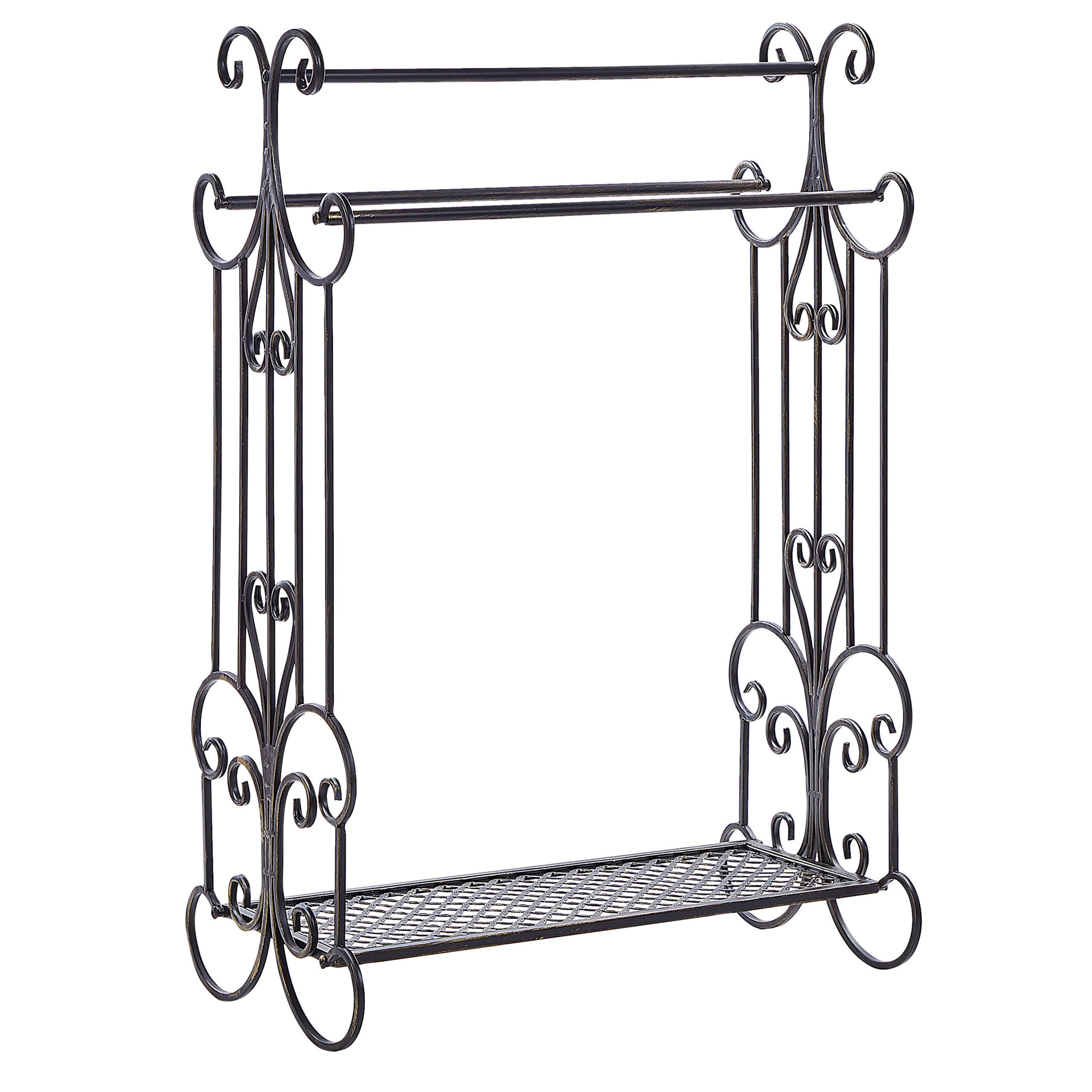 HANDTUCHSTÄNDER Antik Optik schwarz 60 x 90 cm Gladis - Schwarz, Metall (60/90/35cm) - Beliani