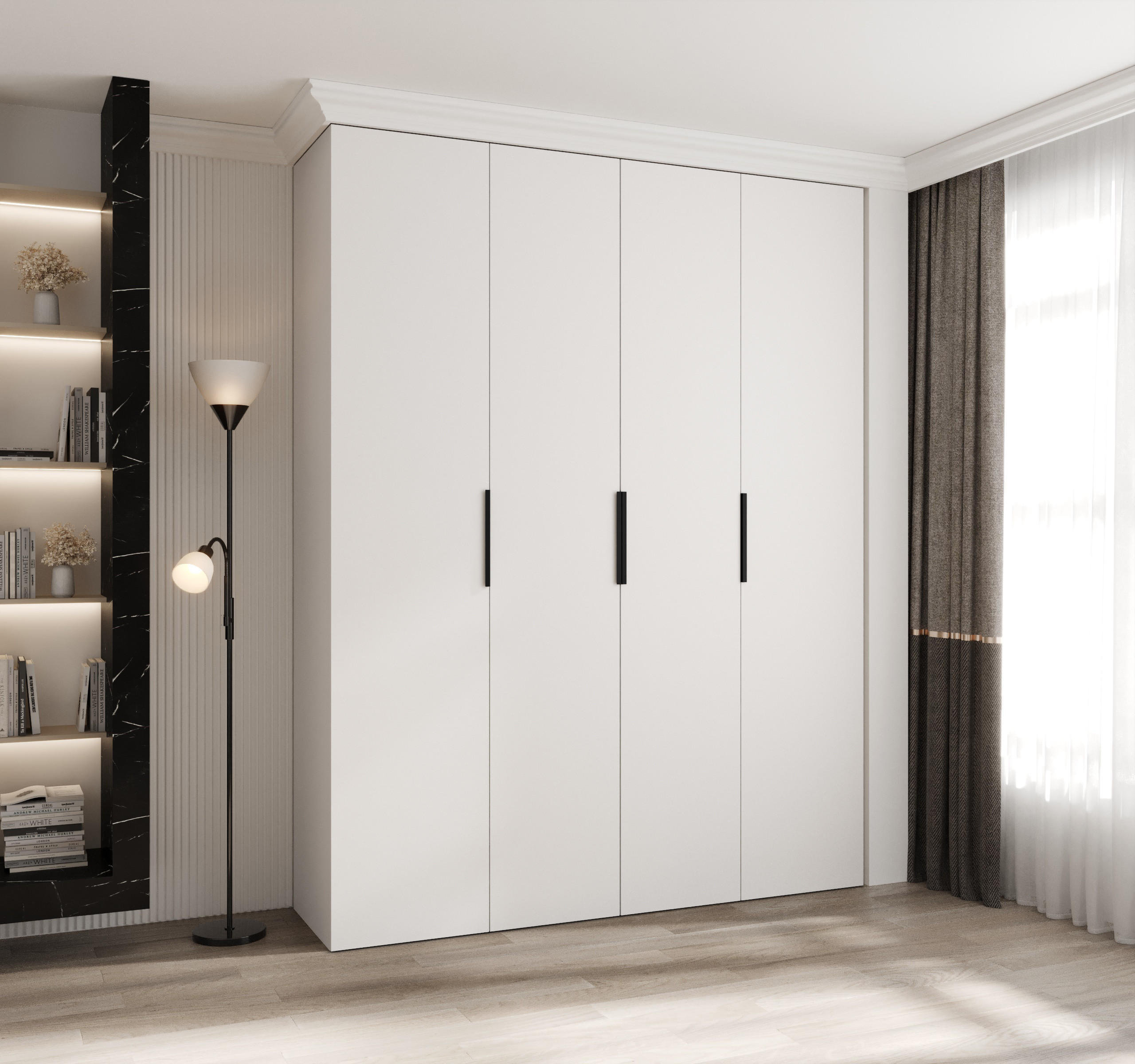 DREHTÜRENSCHRANK 245,5/190/40 4-türig - Schwarz/Weiß, Holz/Metall (190/245.5/40cm) - Abiks Möbel