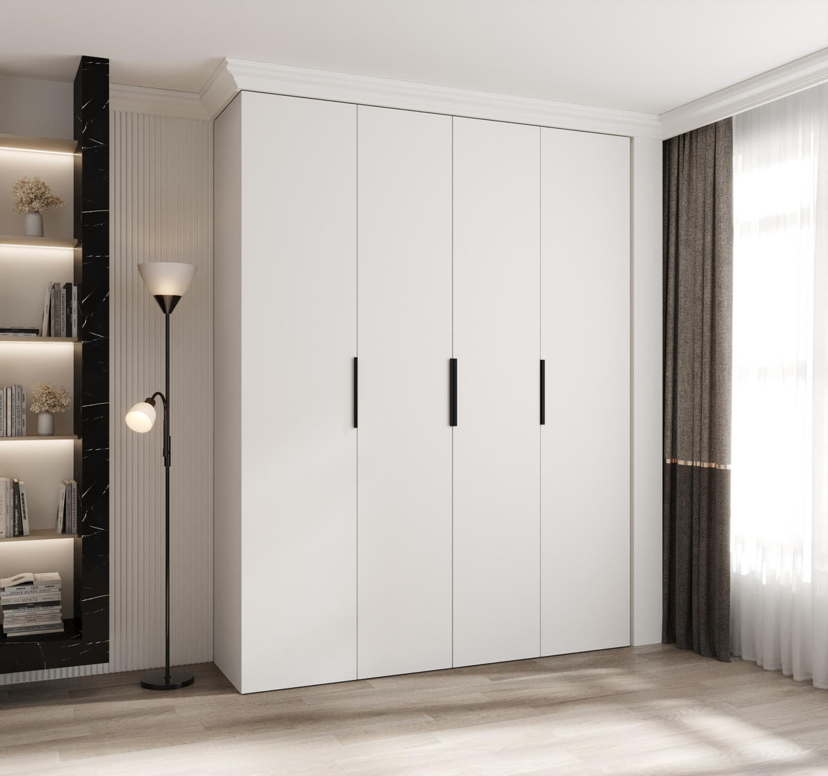 DREHTÜRENSCHRANK 245,5/190/50 4-türig - Schwarz/Weiß, Holz/Metall (190/245.5/50cm) - Abiks Möbel