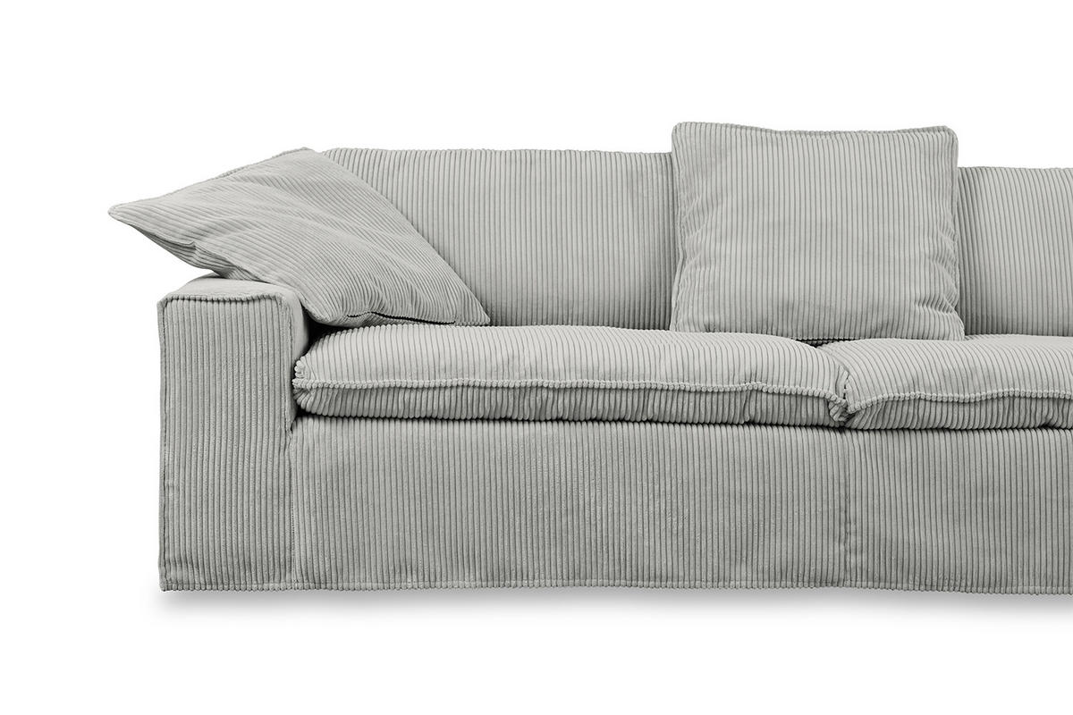SOFA XL NETTA Grau Cord - Braun/Grau, Birkenholz/Textil (258/90/116cm) - KAWOLA