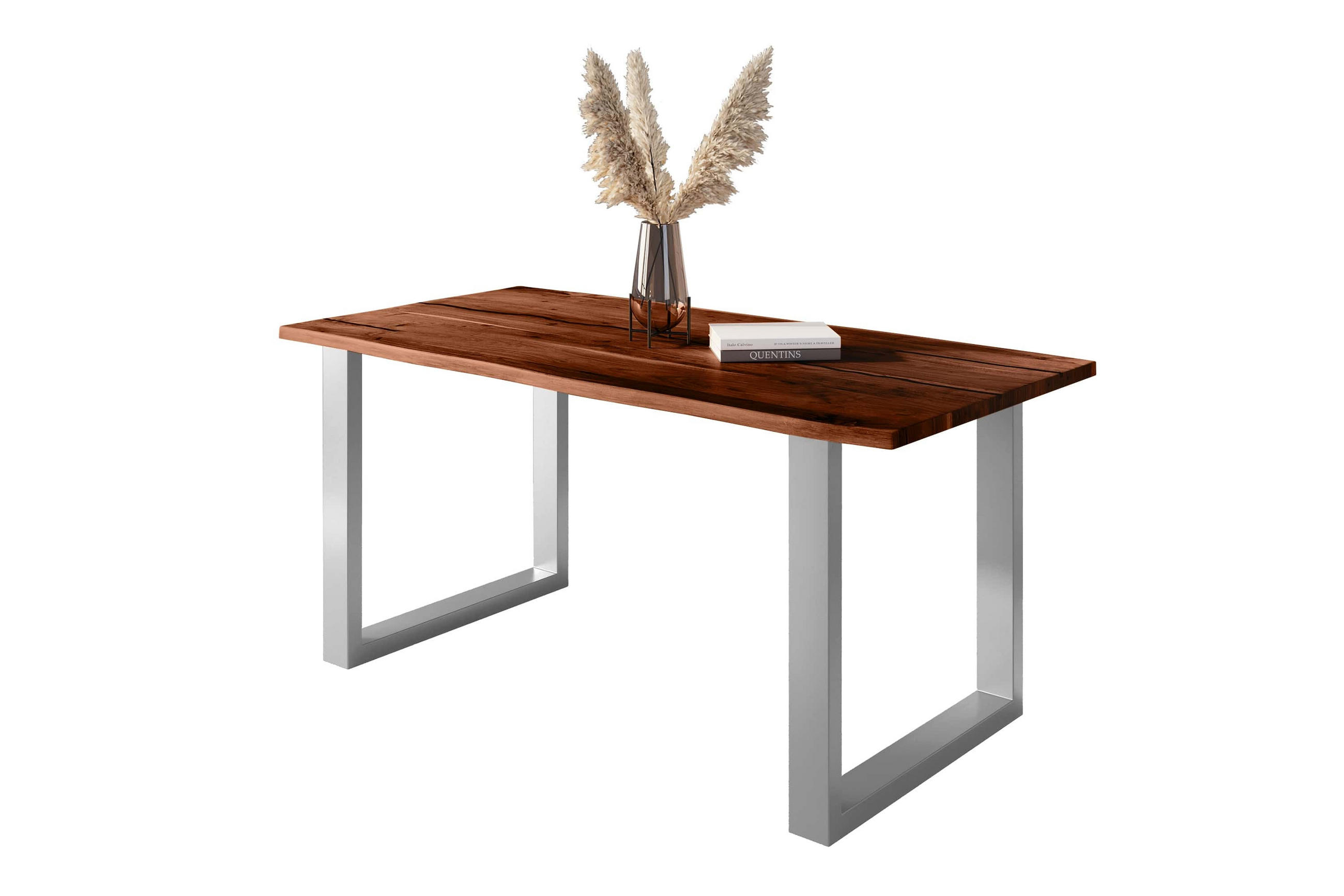 ESSTISCH POLLY - Silberfarben/Braun, Holz (80/120/77cm) - SAM