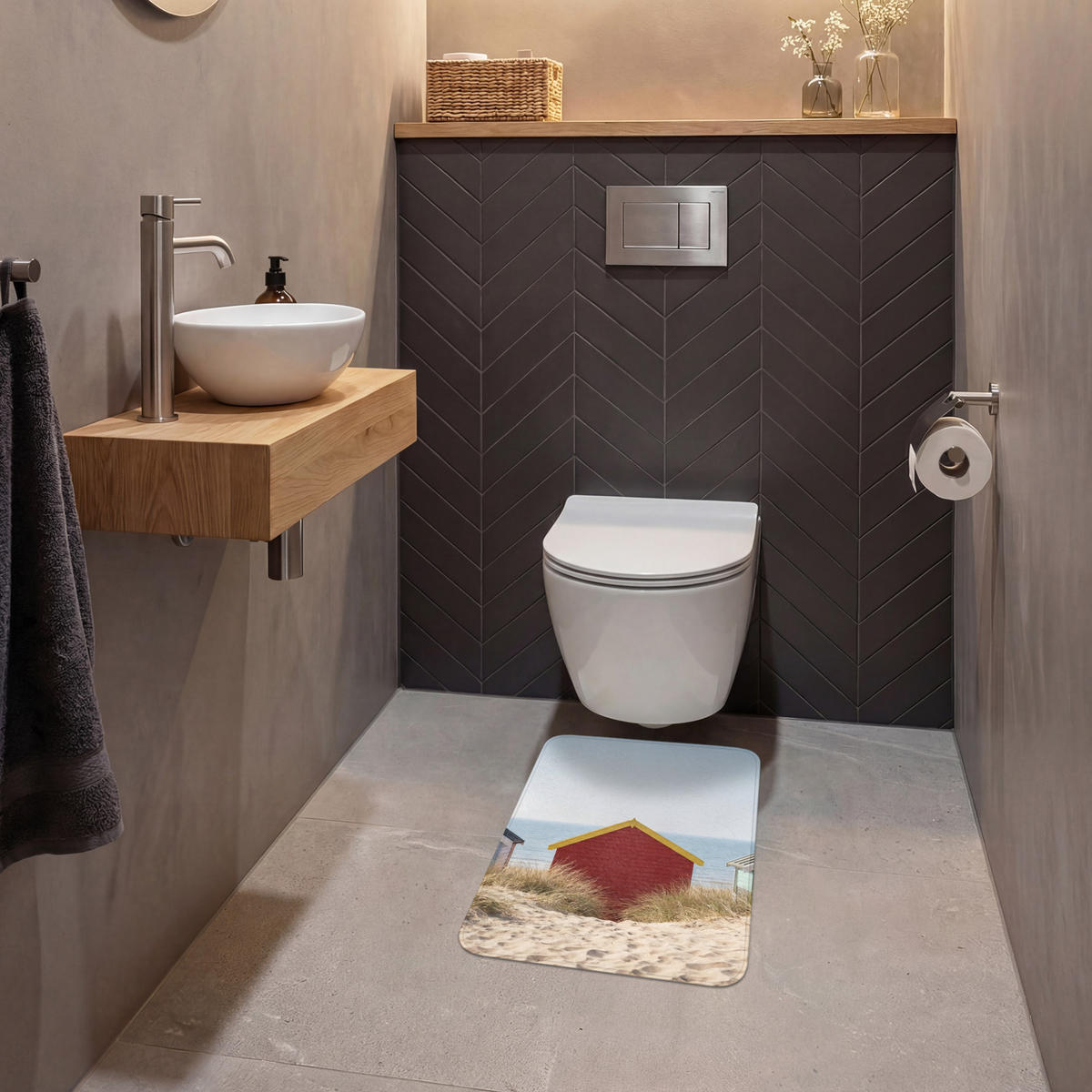 WC PŘEDLOŽKA Pláž - Chaty - Barevné - Duny 40x60 cm - různobarevná, textil/plast (40/1cm) - OnlyWow