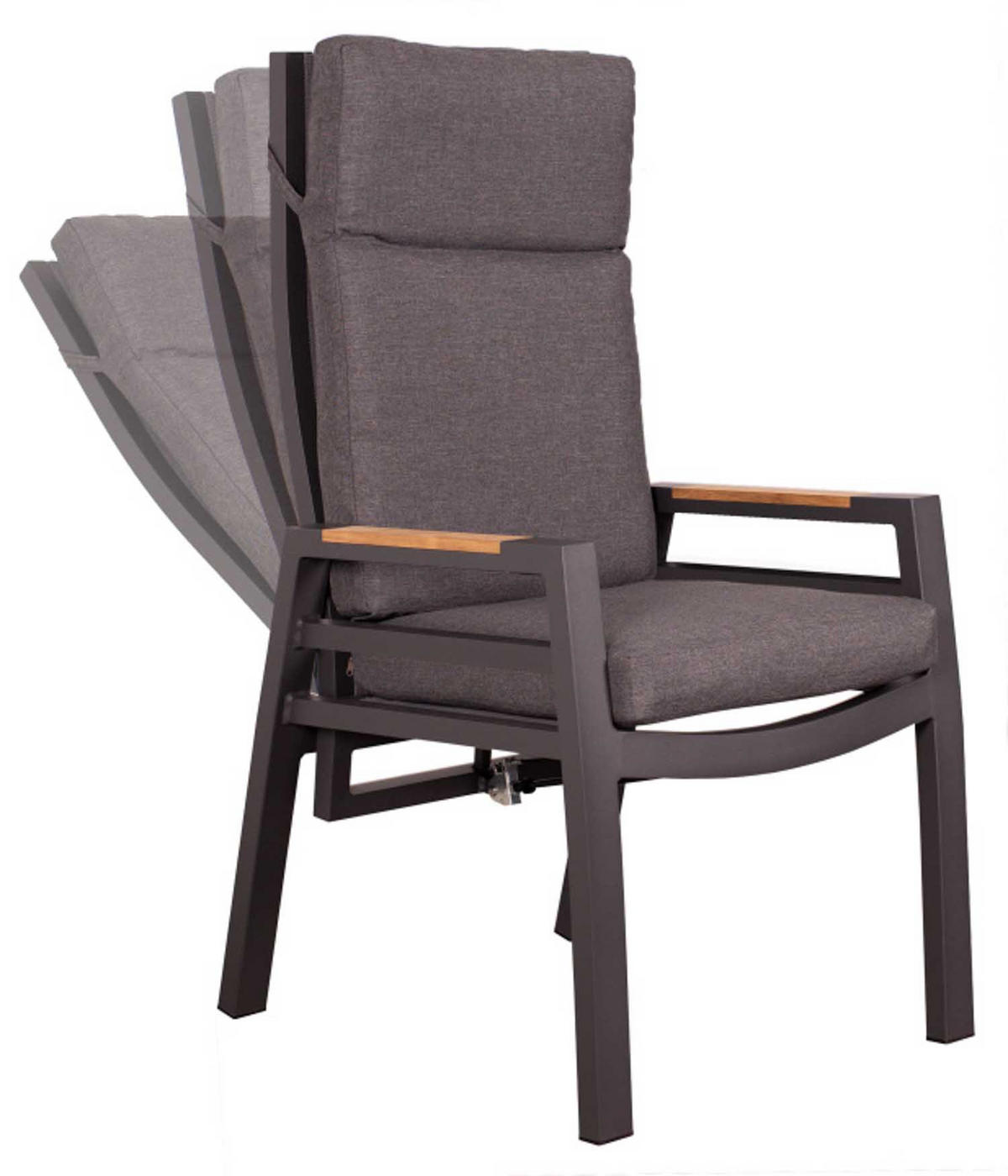 GARTENMÖBELSET Relaxsessel Sevilla mit Tisch Malaga 200 x 90 cm - Grau, Metall - Mr. Deko