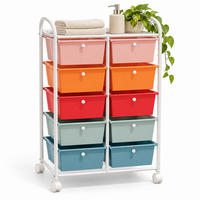 VOZÍK Bílý 10 zásuvek - bílá, kov/plast (65/96/38cm) - Relaxdays