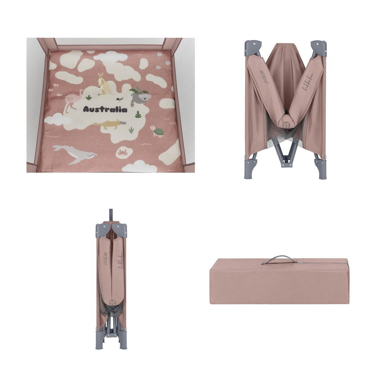 LAUFSTALL Enjoy Matratze rosa Reißverschluss klappbar Tasche Hängegriffe - Rosa, Textil (100/100cm) - Kikka boo