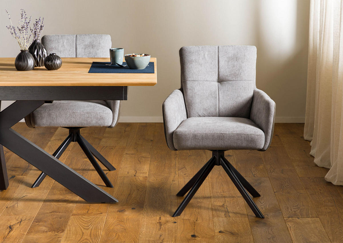 STUHL 100% Polyester 57 x 67 x 87 cm grau / hellgrau POLSTERSTÜHLE #111 - Grau, Kunststoff (57/87/67cm) - Massivmoebel24