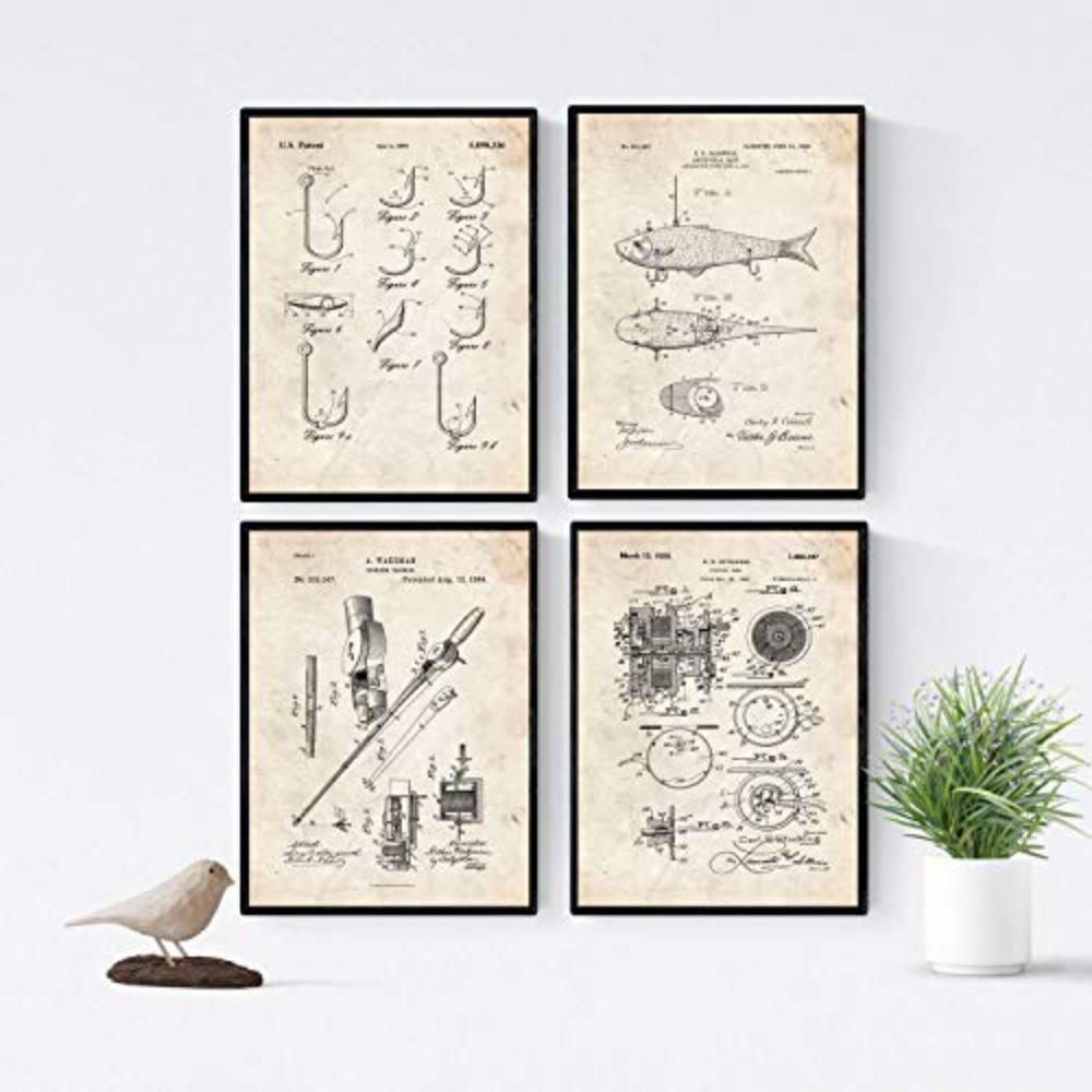 POSTER Set mit 4 Jahrgang Friseurläden Patent A4 Rahmenlos - Klar, Papier (29.7/3cm) - Nacnic