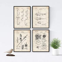 POSTER Set mit 4 Jahrgang Friseurläden Patent A4 Rahmenlos - Klar, Papier (29.7/3cm) - Nacnic
