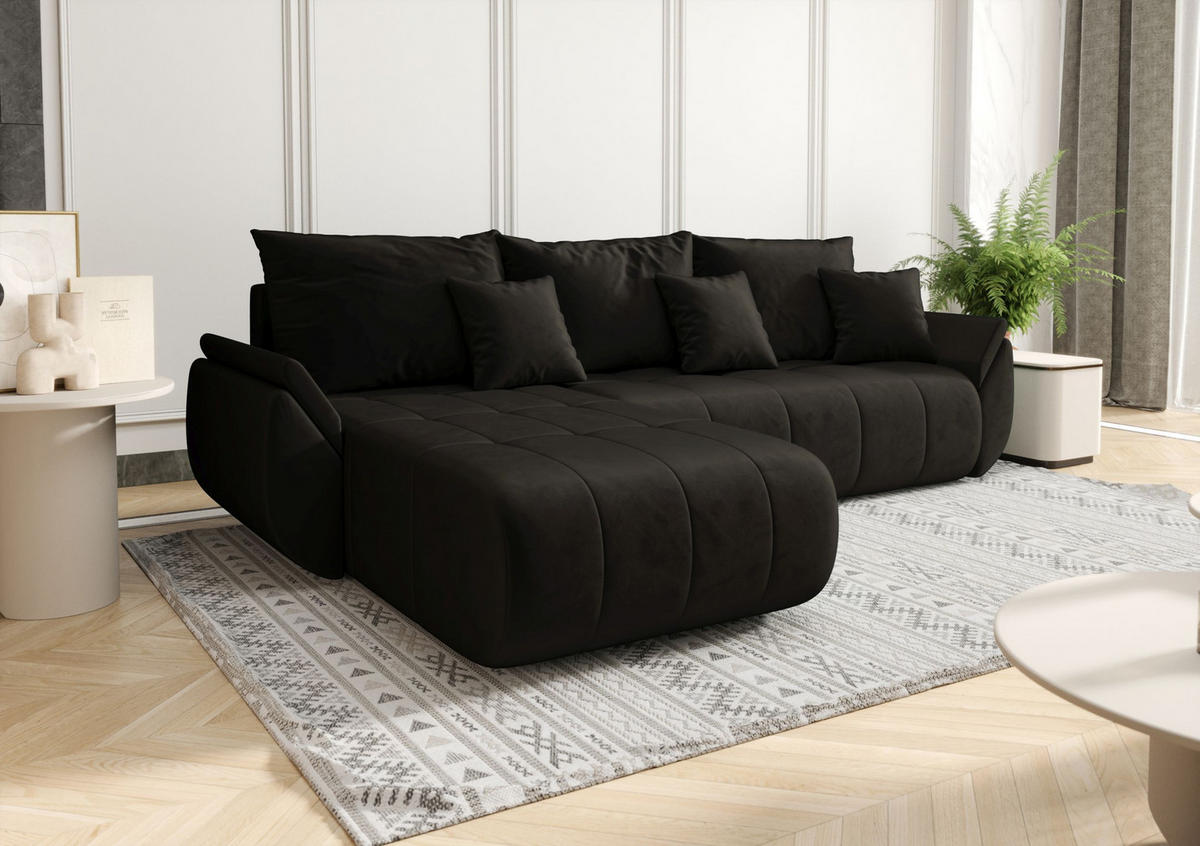 ECKSOFA mit Schlaffunktion TOKYO R Monolith 95 Rechts - Dunkelbraun, Textil (280/185cm) - Bedante