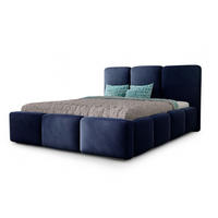 POLSTERBETT ROYAL, 200 x 200 cm mit Bettkasten und Lattenrost aus Metall, Velourstoff, Frabe: Blau - Blau, Holz/Kunststoff (200/200cm) - Agmat-Furniture