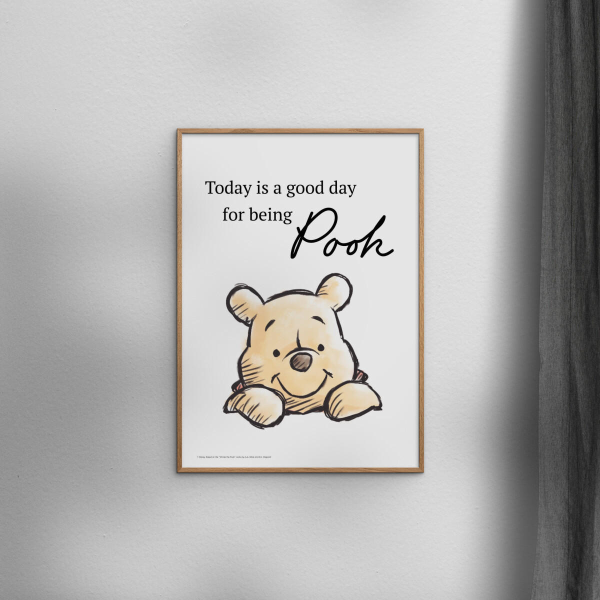 POSTER mit Rahmen Disney - Just Being Winnie the Pooh Today - Eichefarben/Gelb, Holz/Papier (50/70cm) - Poster&Frame
