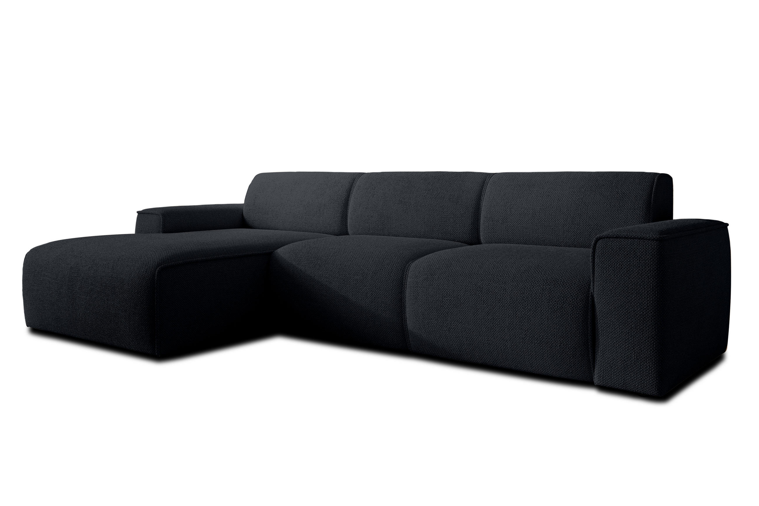 ECKSOFA L Form Didim mini Dunkelgrau 310/165/78 cm – stilvolle kleine Eckcouch L - Schwarz, Kunststoff/Textil (165/310cm) - AX Living