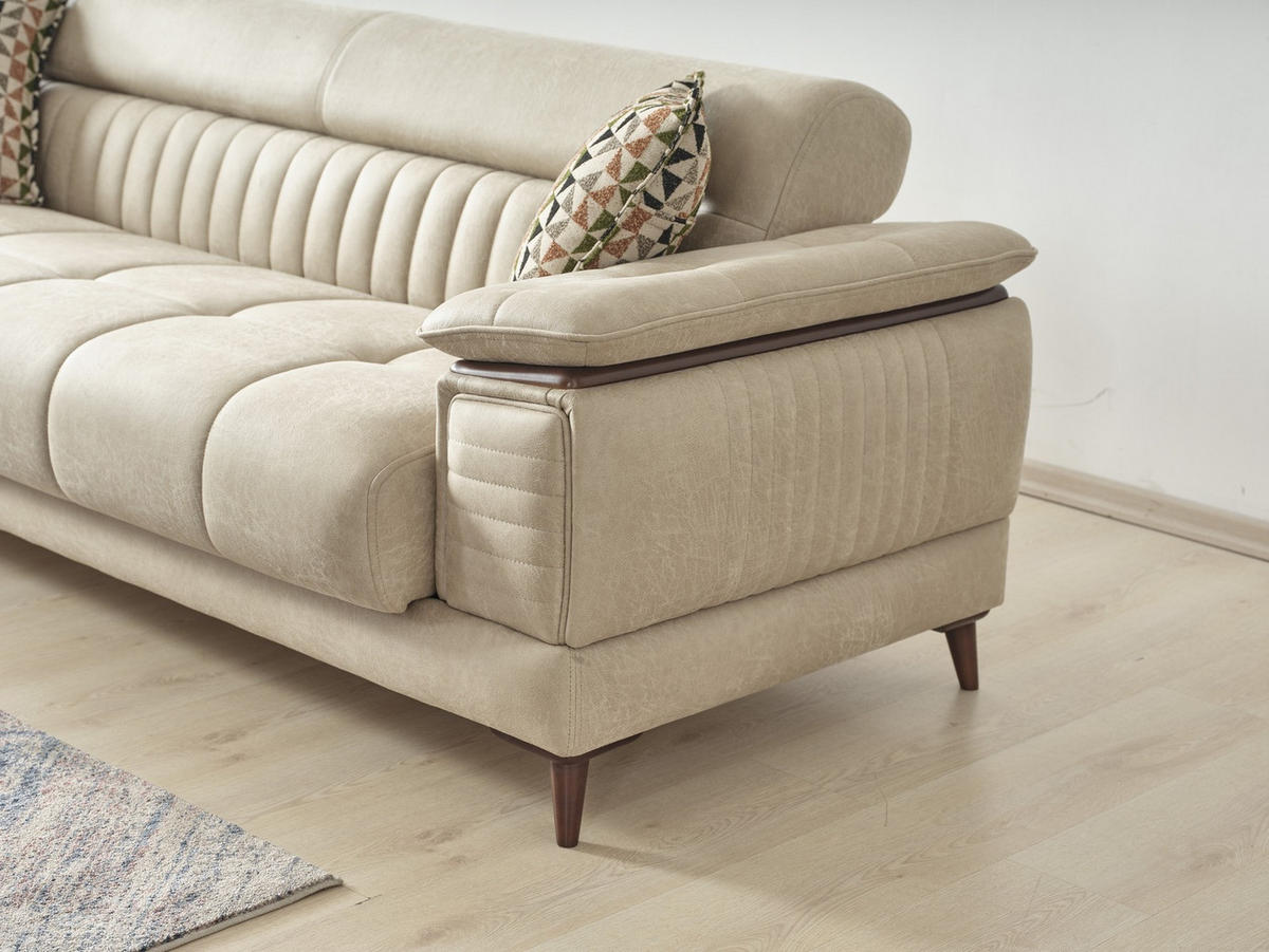 SITZGARNITUR Baoshi, Beige Stellvariante 3+2+1 - Beige, Holz/Holzwerkstoff (240/80/95cm)
