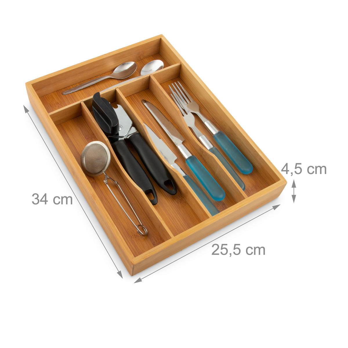 BESTECKKASTEN - Hellbraun, Holz/Holzwerkstoff (25.5/4.5/34cm) - Relaxdays