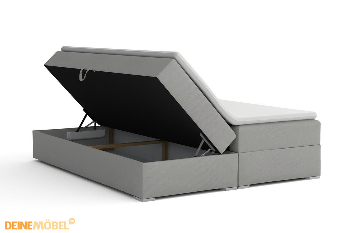 BOXBETT LON III 160/200 in Cord Hellgrau H3 - Hellgrau, Holz/Holzwerkstoff (160/200cm) - Deine Möbel 24